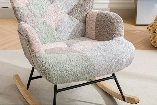 Modern Patchwork Rocking Chair – Macaron Edition