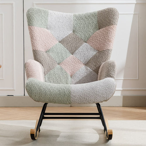 Modern Patchwork Rocking Chair – Macaron Edition