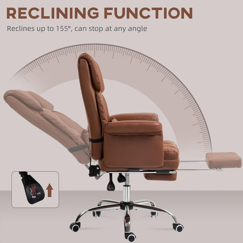 Executive Office Chair with Footrest and Lumbar Support, PU Leather