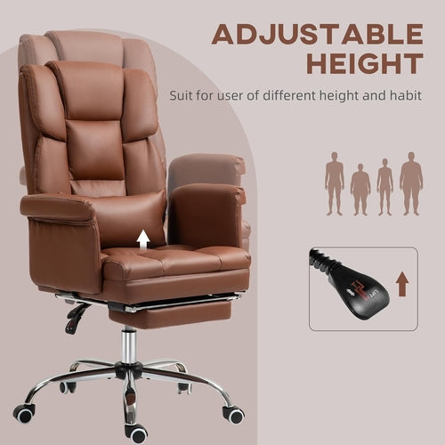 Executive Office Chair with Footrest and Lumbar Support, PU Leather