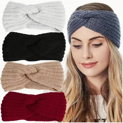 Women Crochet Headband Knitted Cross Knotted Hairband Ear Headwrap