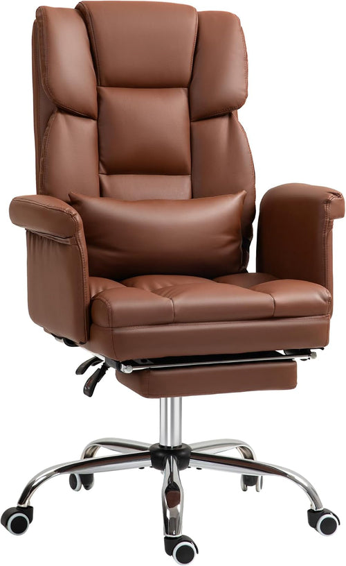 Executive Office Chair with Footrest and Lumbar Support, PU Leather